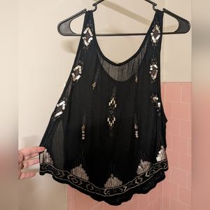 Free People Sequin Embroidered Shirt